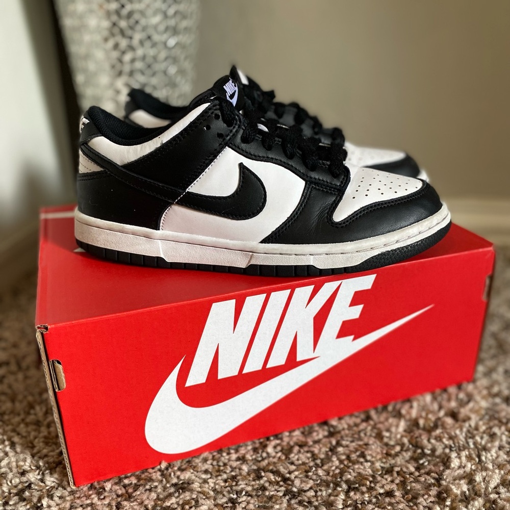 Nike Dunk Low Black and White Panda Sneakers 5.5y